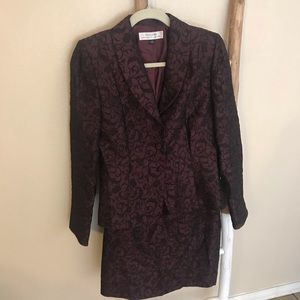 Vintage Tahari Purple Damask Two Piece Suit